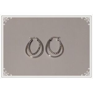 New~OR PAZ Israel 925 Sterling Silver Freeform Double Hoop Earrings
